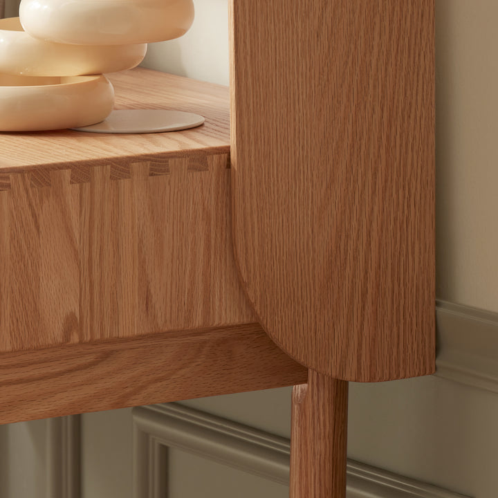 Scandinavian oak wood dressing table with mirror nia detail 8.