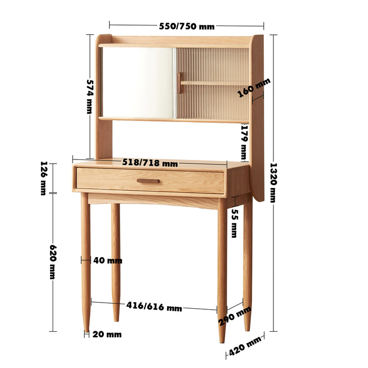 Scandinavian oak wood dressing table with mirror nia size charts.