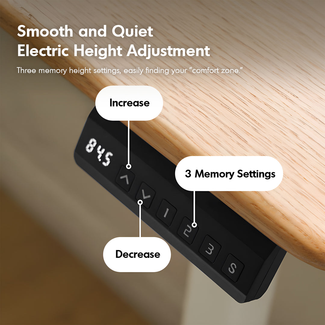 Scandinavian oak wood electric height adjustable slim study table slimlift conceptual design.