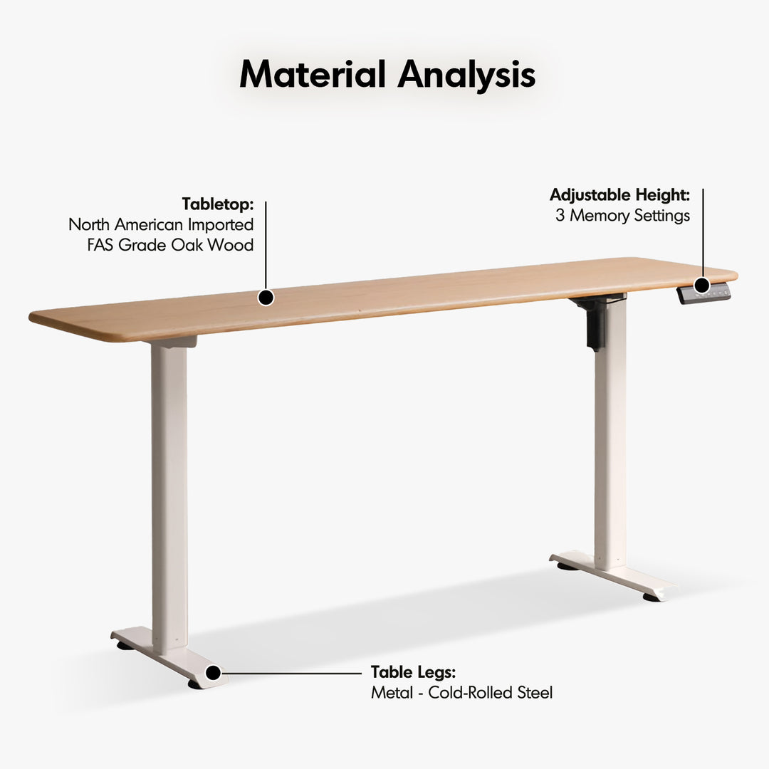 Scandinavian oak wood electric height adjustable slim study table slimlift detail 2.