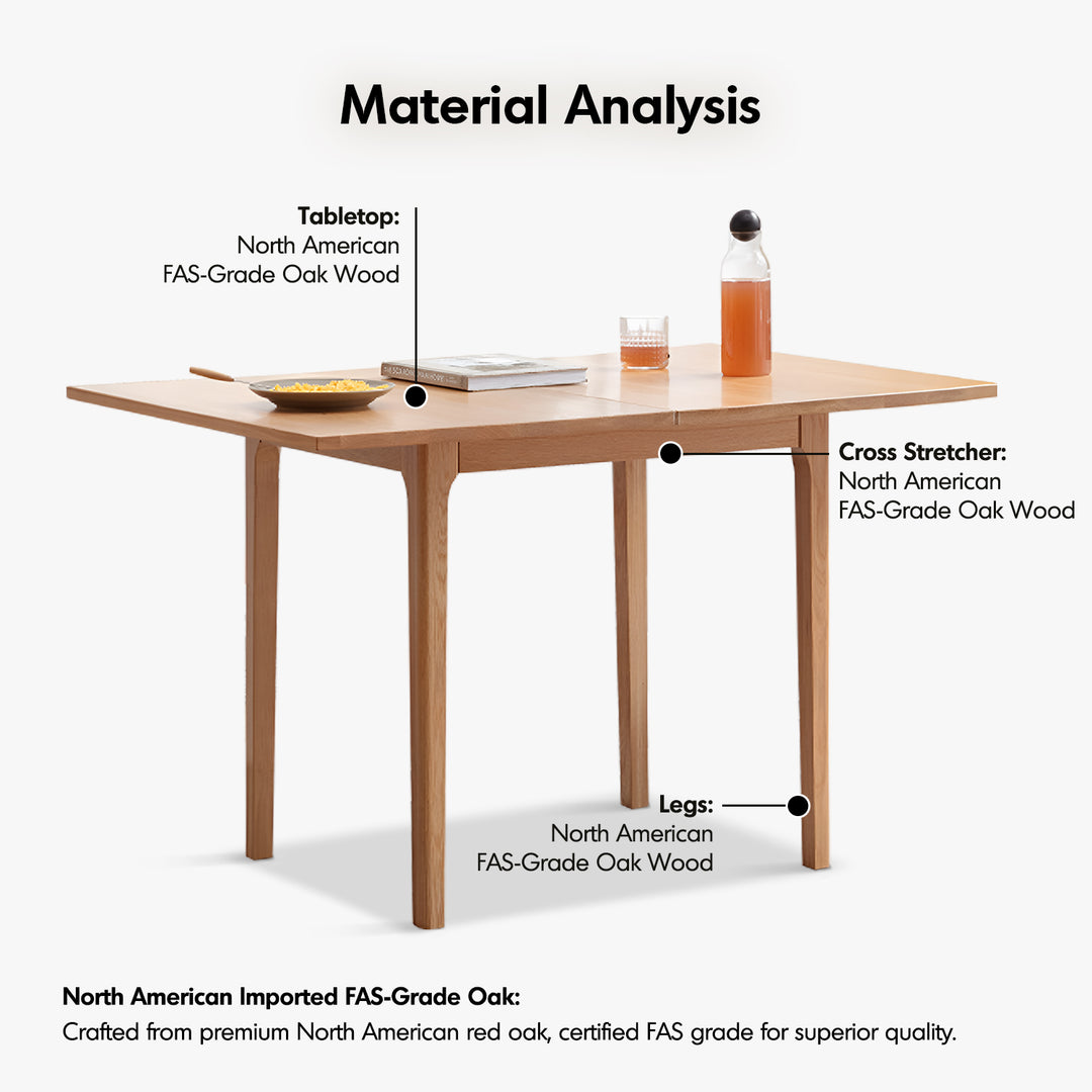 Scandinavian oak wood extendable dining table privot detail 4.