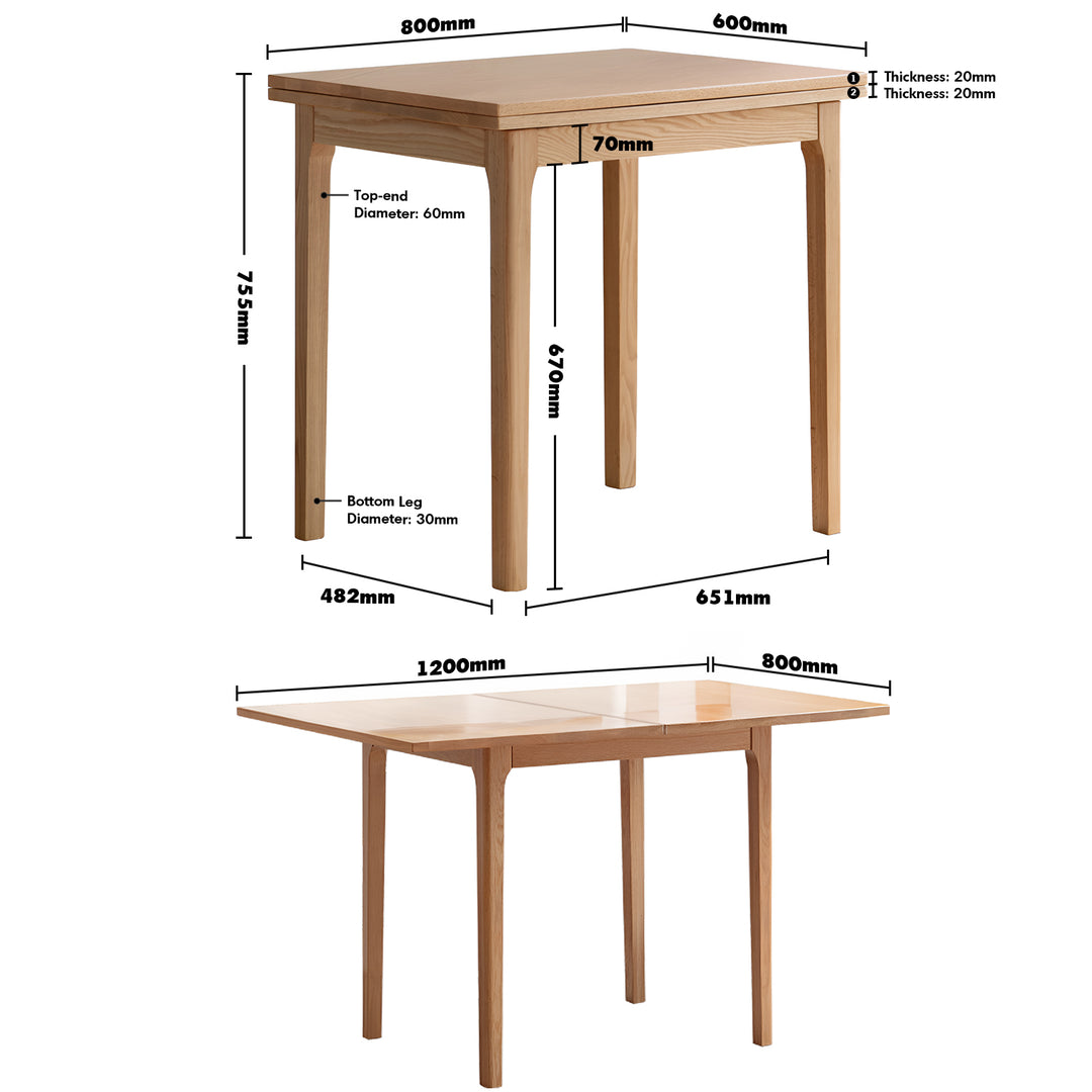 Scandinavian oak wood extendable dining table privot size charts.