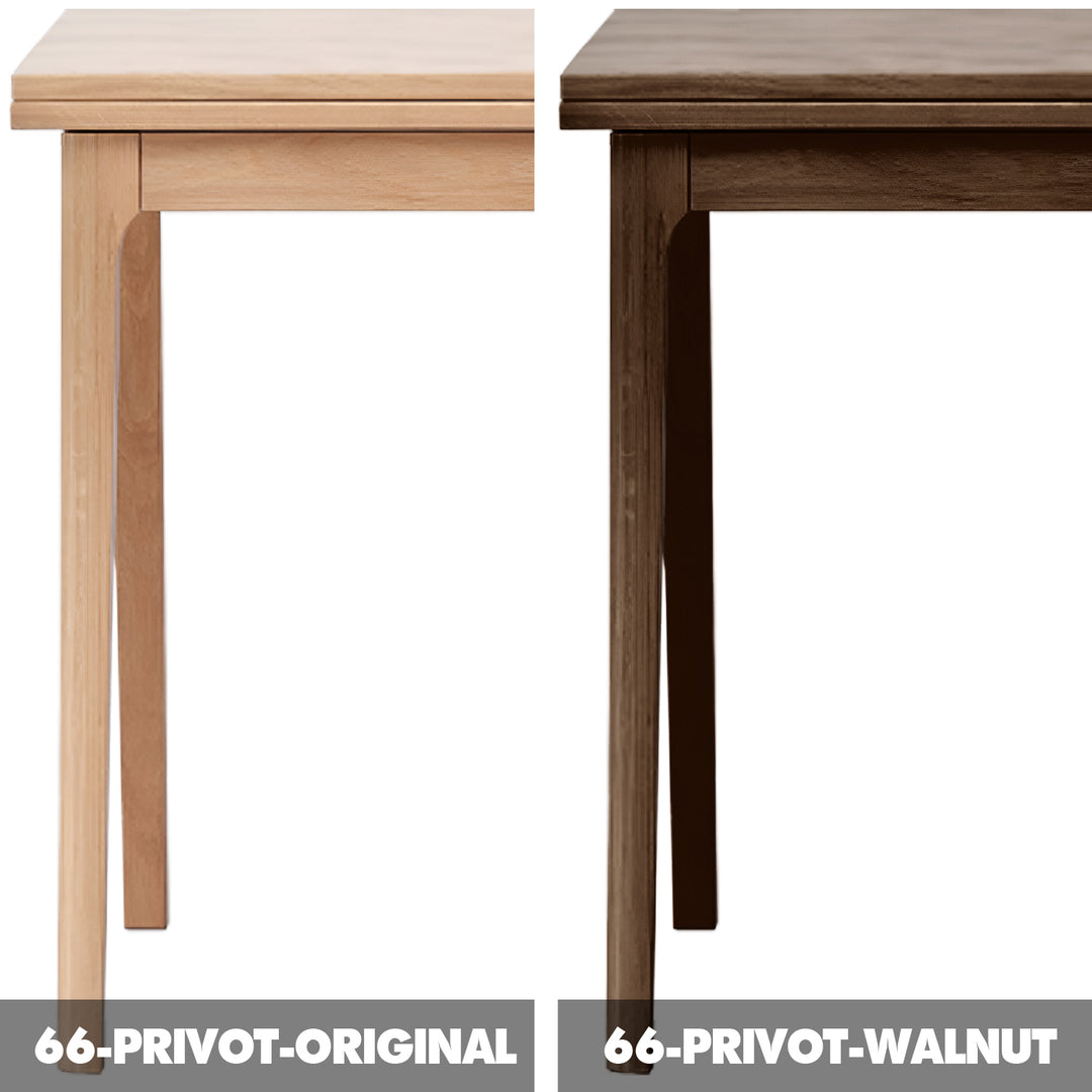 Scandinavian oak wood extendable dining table privot color swatches.