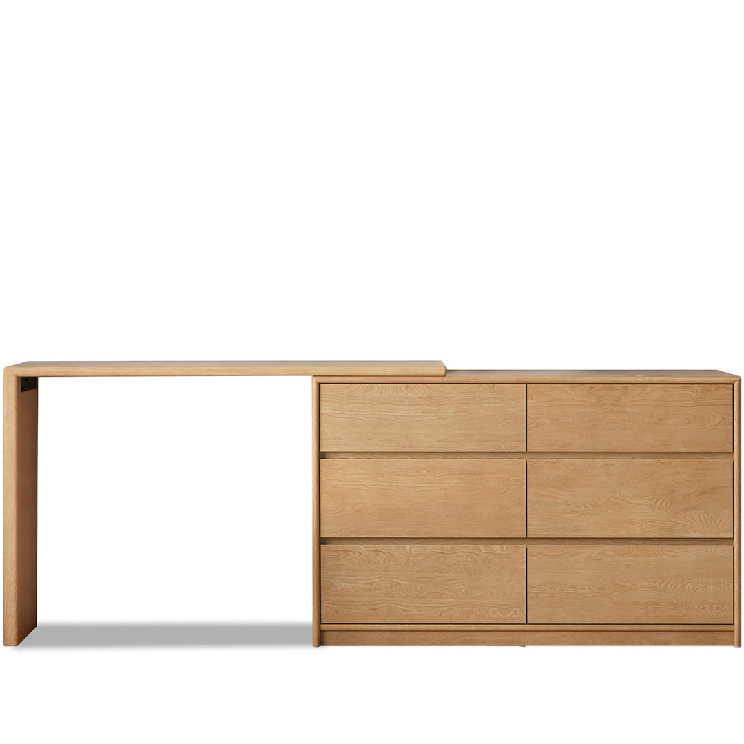 Scandinavian Oak Wood Extendable Dressing Table With Chest Of Drawers VISTA