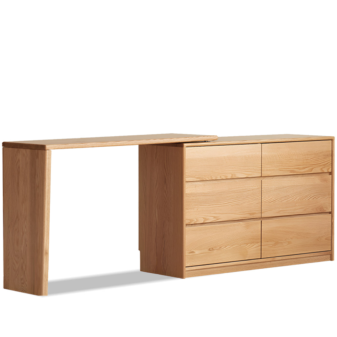 Scandinavian Oak Wood Extendable Dressing Table With Chest Of Drawers VISTA