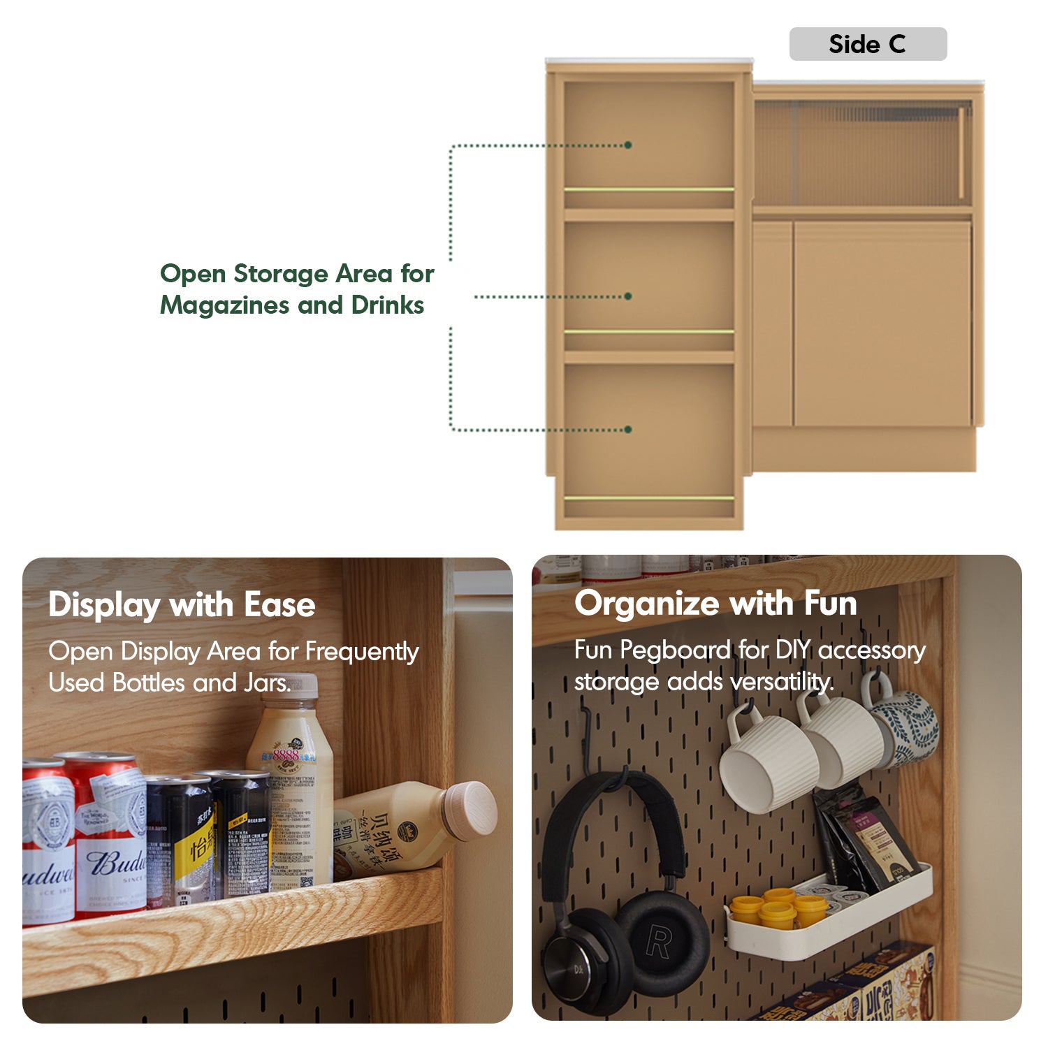 Extendable Storage Scandinavian Oak Wood Extendable Storage Bar Table EXPANDI – LOFT HOME