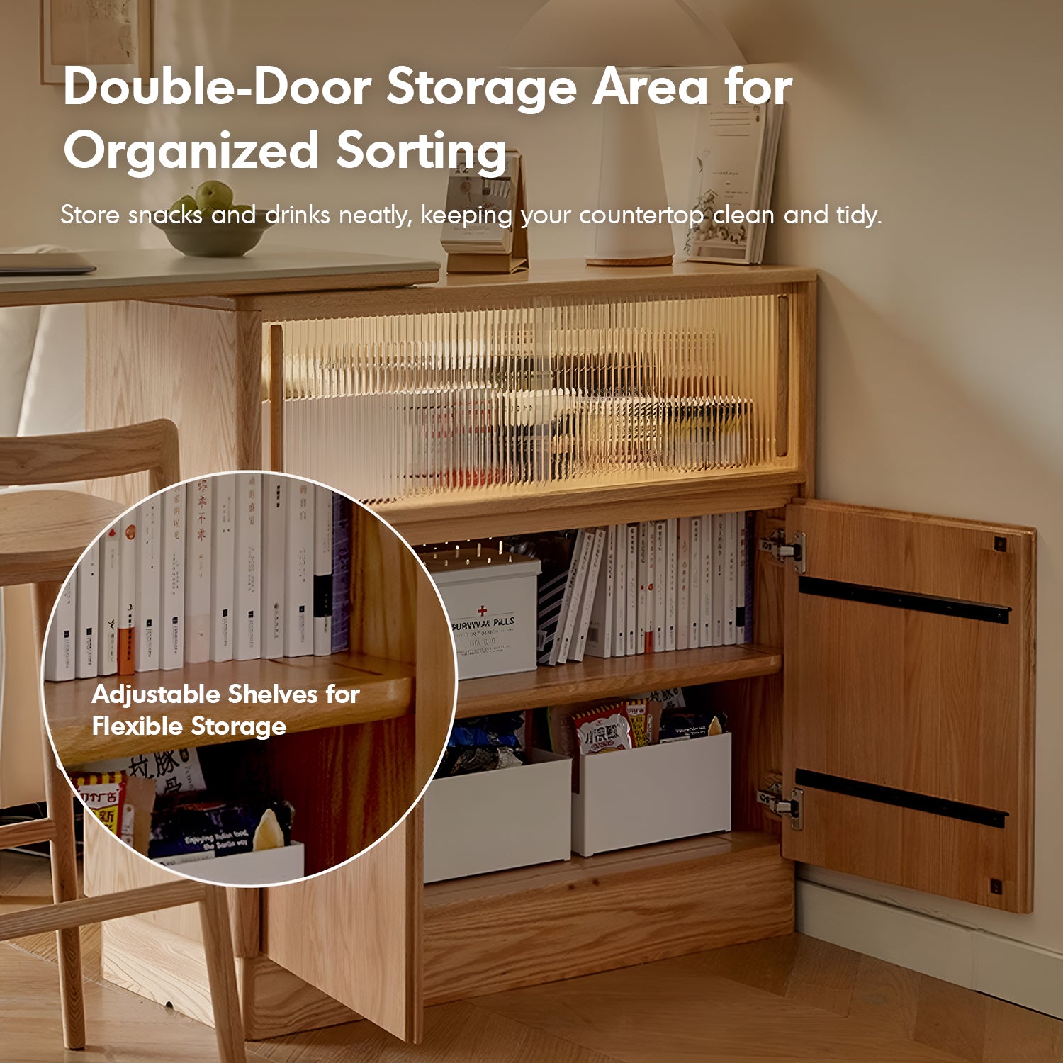 Extendable Storage Scandinavian Oak Wood Extendable Storage Bar Table EXPANDI – LOFT HOME