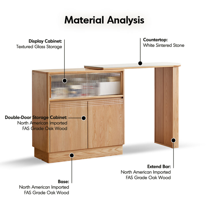 Scandinavian oak wood extendable storage bar table expandi detail 8.