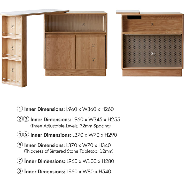 Scandinavian oak wood extendable storage bar table expandi color swatches.