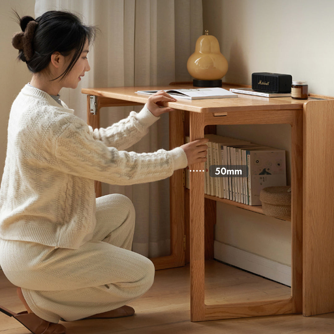 Scandinavian oak wood extendable study table jora detail 2.