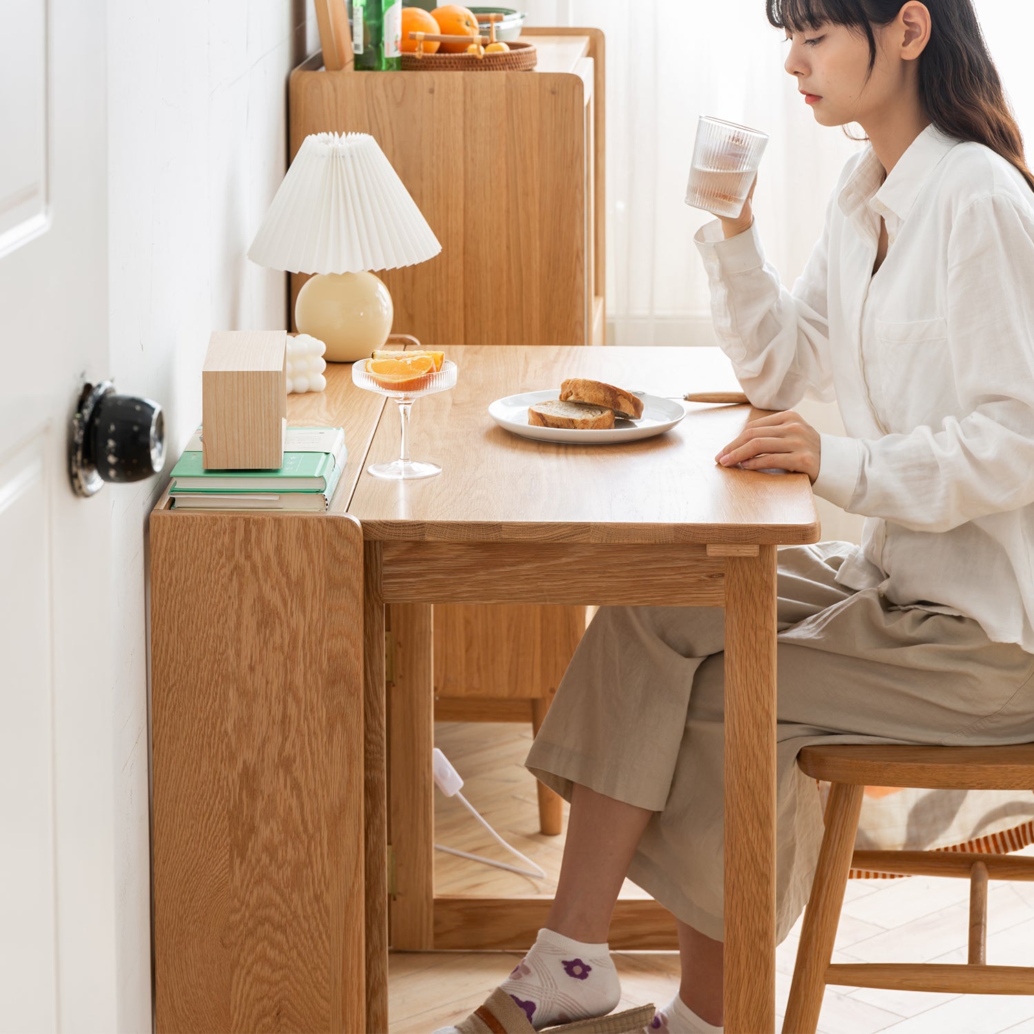 Scandinavian Oak Wood Extendable Study Table JORA – LOFT HOME