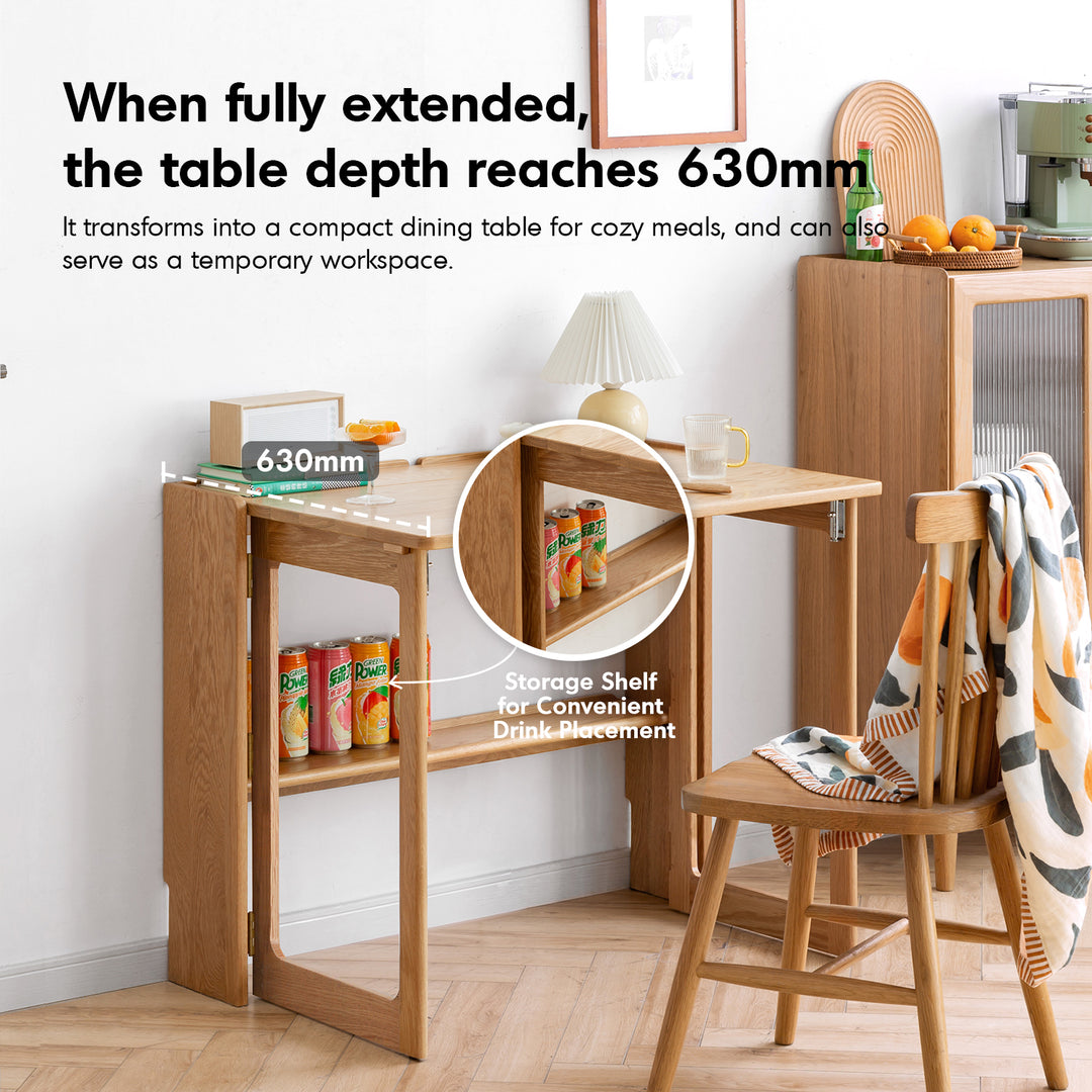 Scandinavian oak wood extendable study table jora in details.