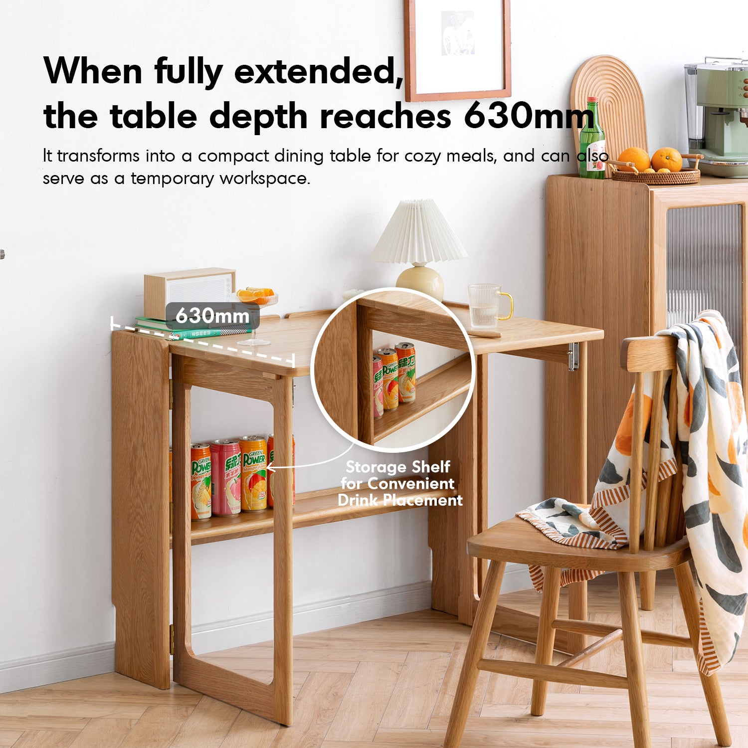 Scandinavian Oak Wood Extendable Study Table JORA – LOFT HOME