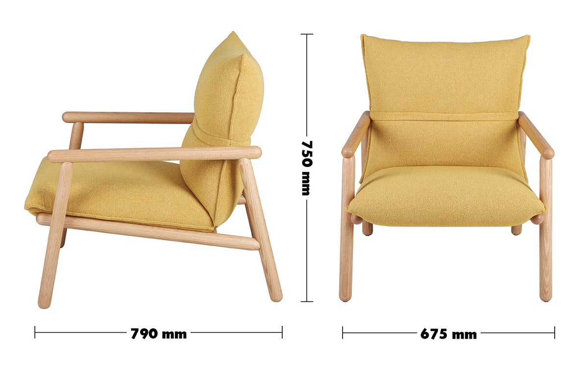 Scandinavian Oak Wood Fabric 1 Seater Sofa MAY Size Chart