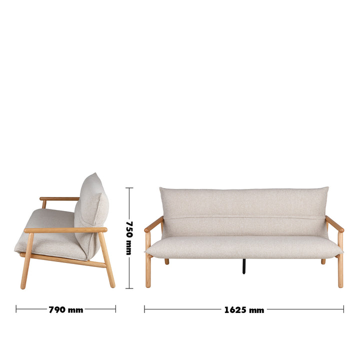 Scandinavian oak wood fabric 2 seater sofa may size charts.