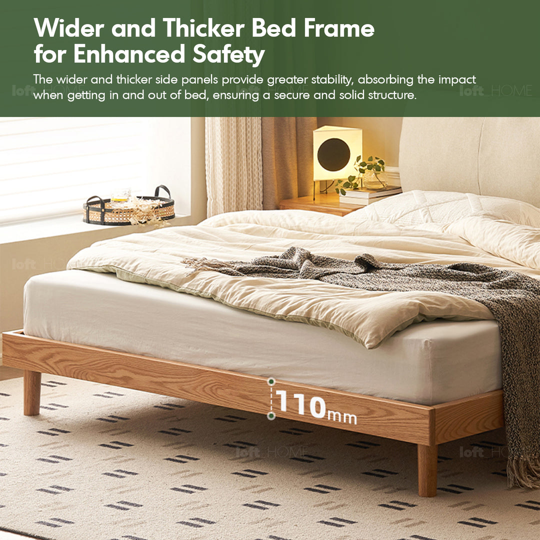 Scandinavian Oak Wood Fabric Bed RUTLAND