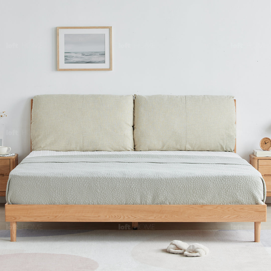 Scandinavian Oak Wood Fabric Bed RUTLAND