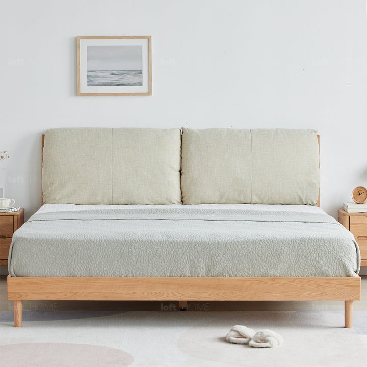 Scandinavian oak wood fabric bed rutland detail 10.