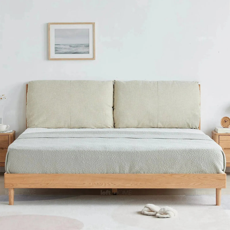 Scandinavian oak wood fabric bed rutland detail 9.