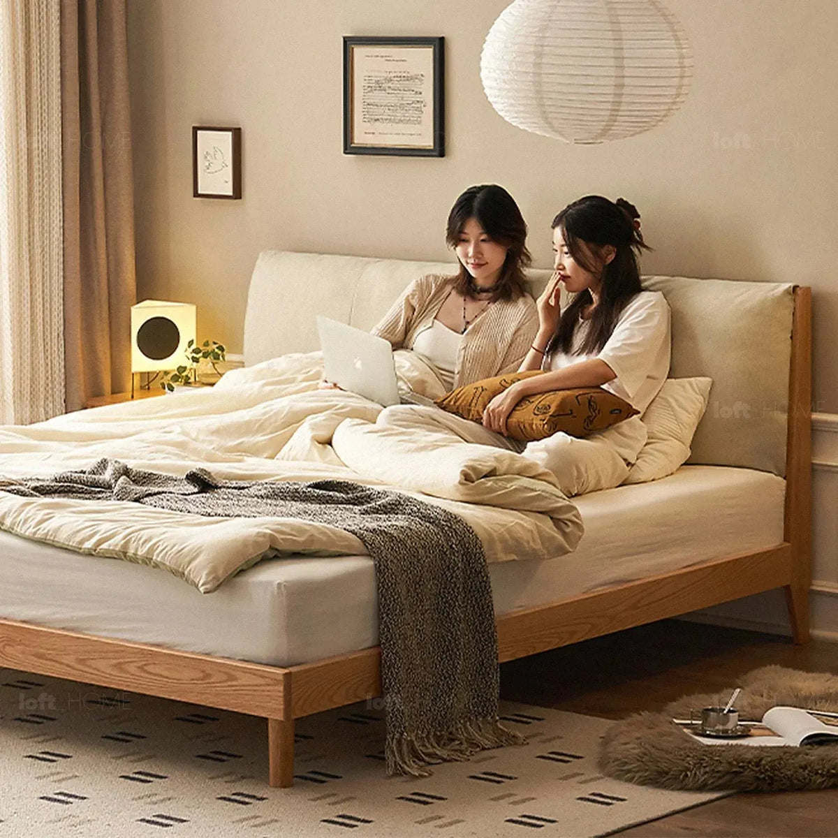 Scandinavian oak wood fabric bed rutland detail 12.