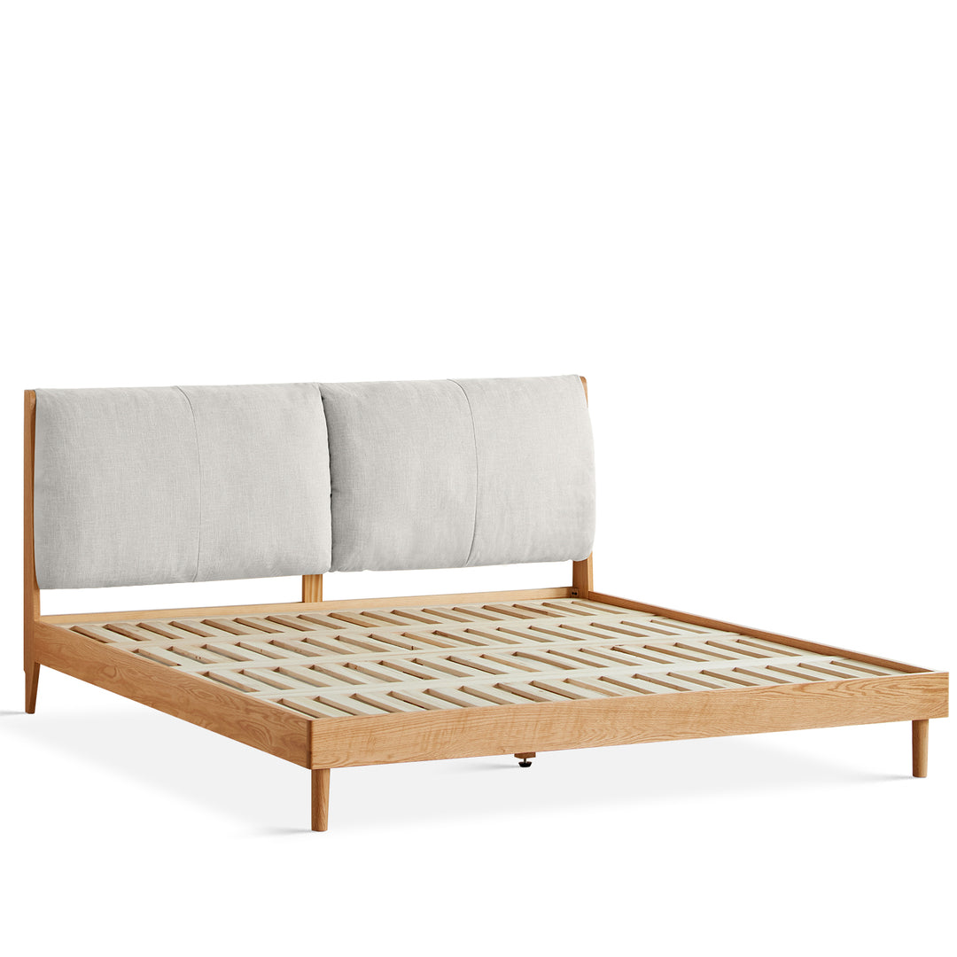 Scandinavian Oak Wood Fabric Bed RUTLAND