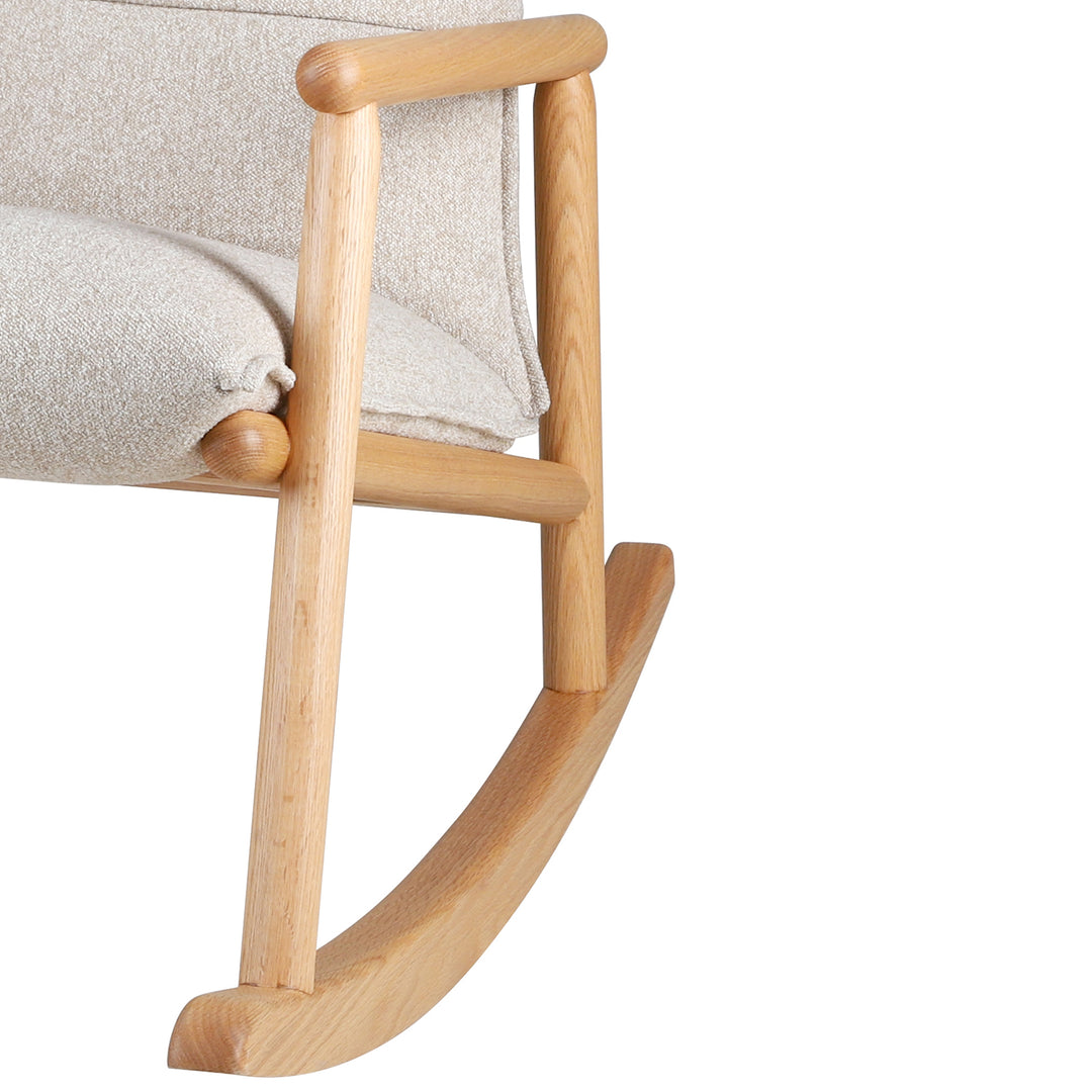 Scandinavian oak wood fabric rocking chair may conceptual design.