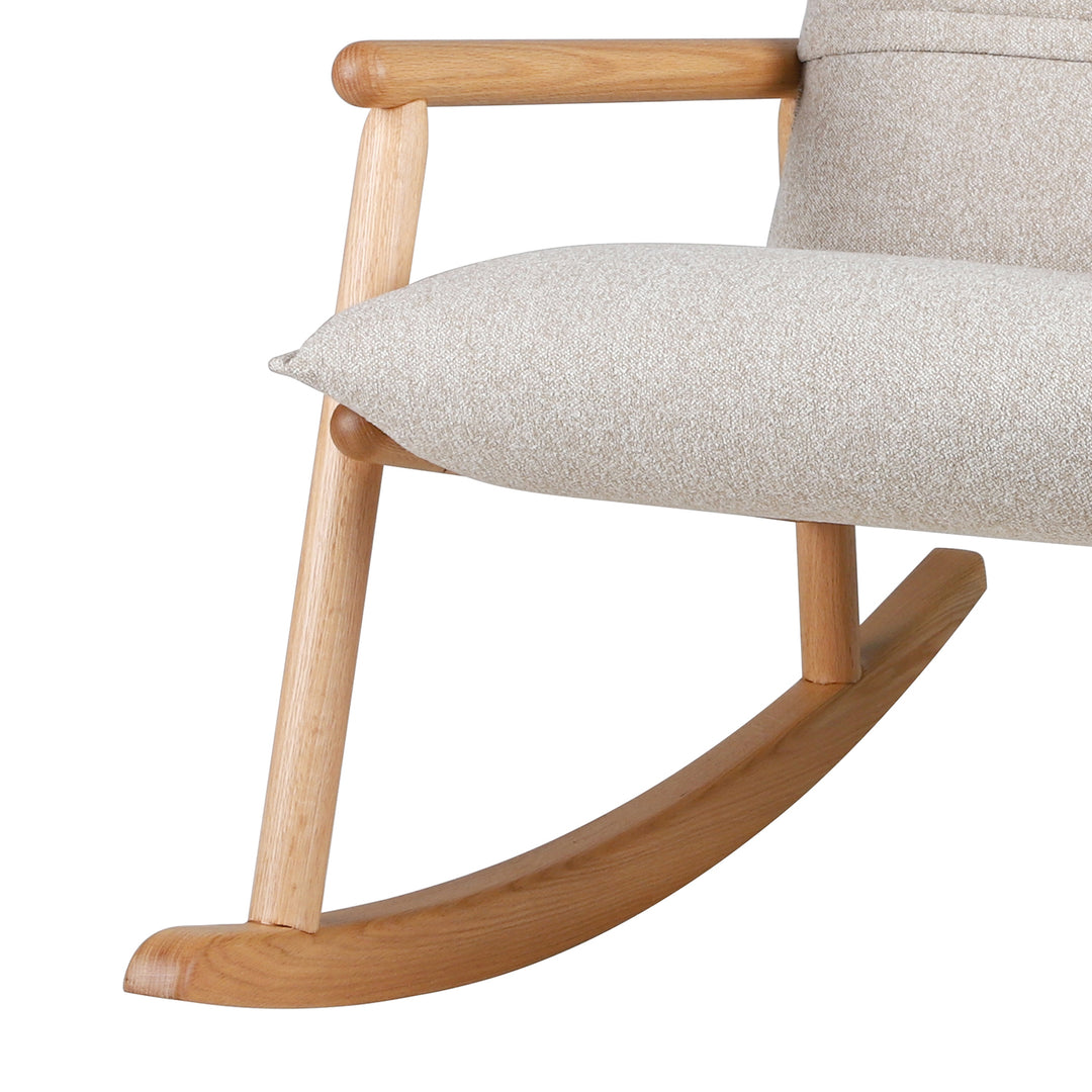 Scandinavian oak wood fabric rocking chair may situational feels.