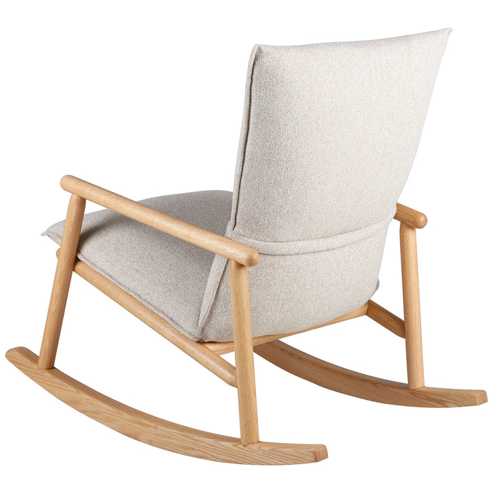 Scandinavian oak wood fabric rocking chair may detail 2.