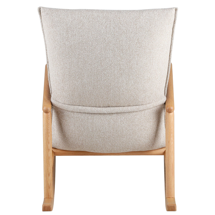 Scandinavian oak wood fabric rocking chair may detail 3.