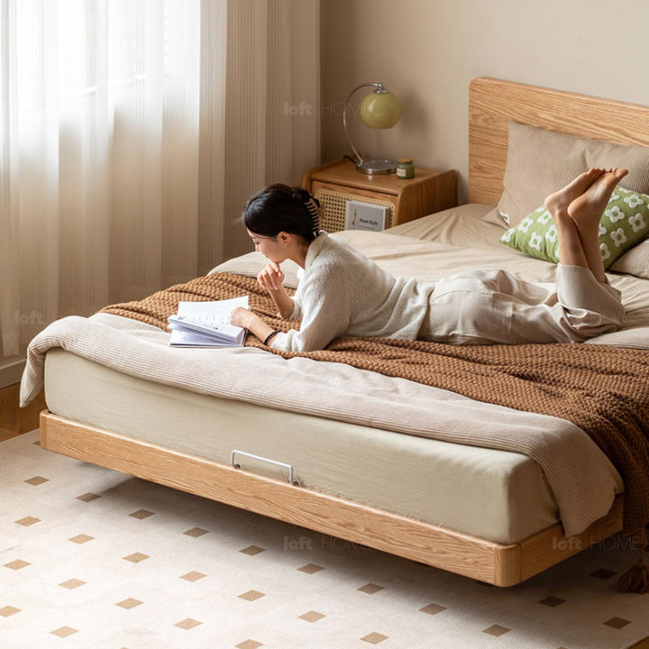 Scandinavian oak wood floating bed drift environmental situation.