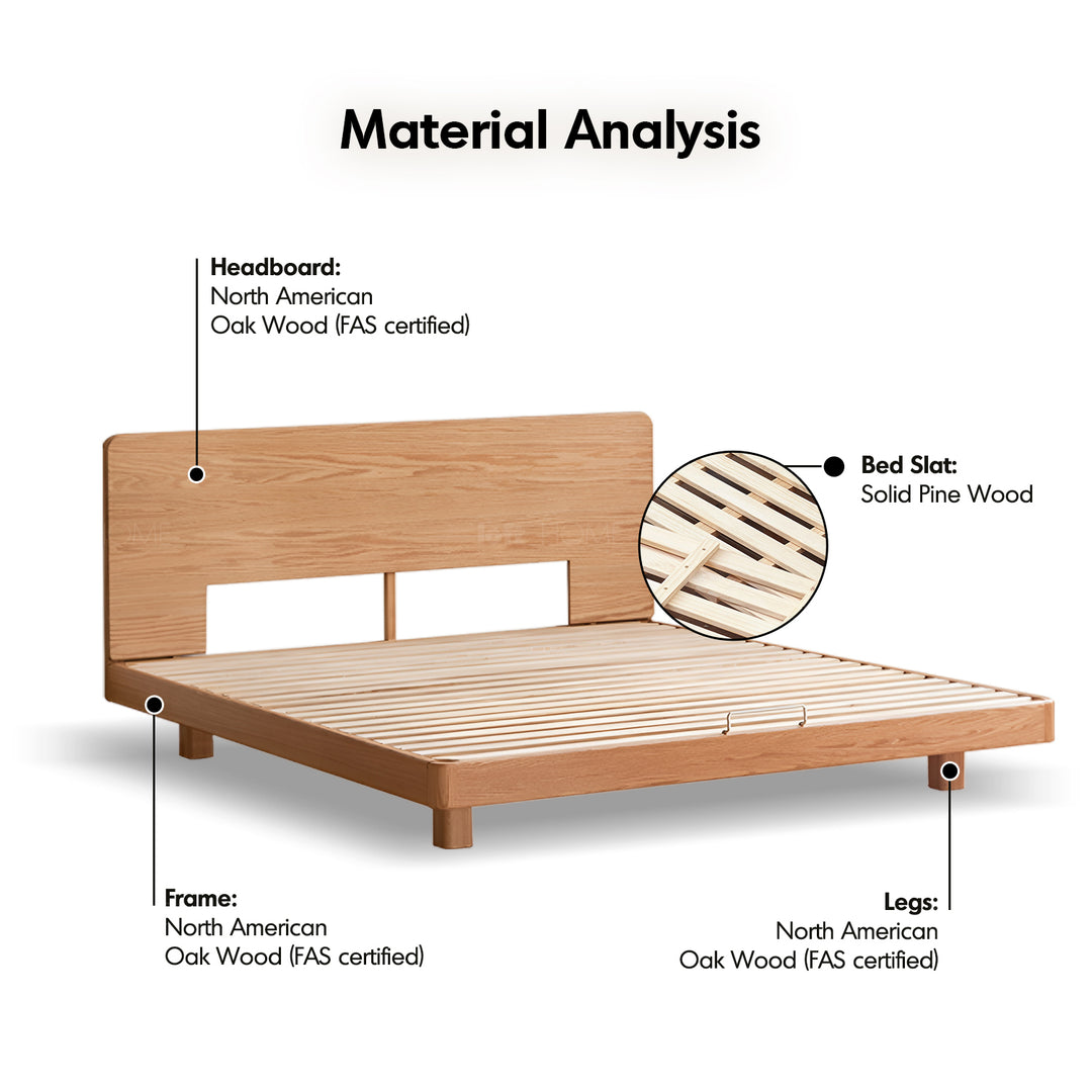 Scandinavian oak wood floating bed drift detail 5.