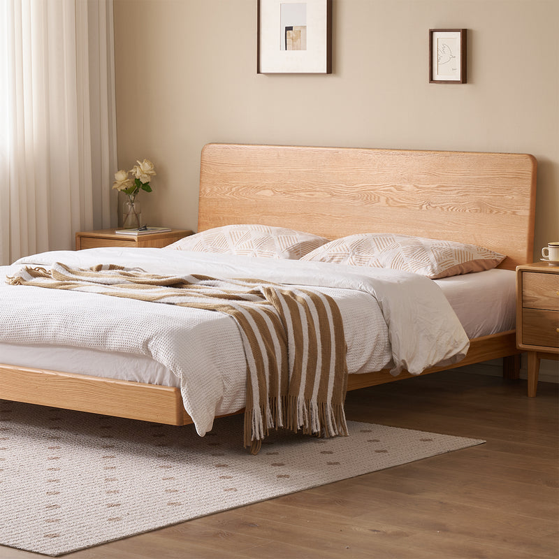 Scandinavian oak wood headboard adjustable floating bed nora detail 10.