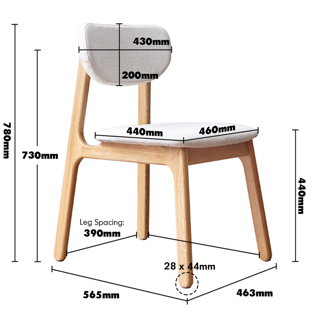 Scandinavian oak wood mixed weave fabric dining chair nest size charts.