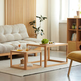 Scandinavian oak wood moru glass coffee table set glint primary product view.
