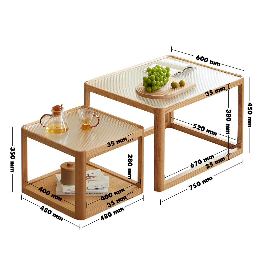 Scandinavian oak wood moru glass coffee table set glint size charts.