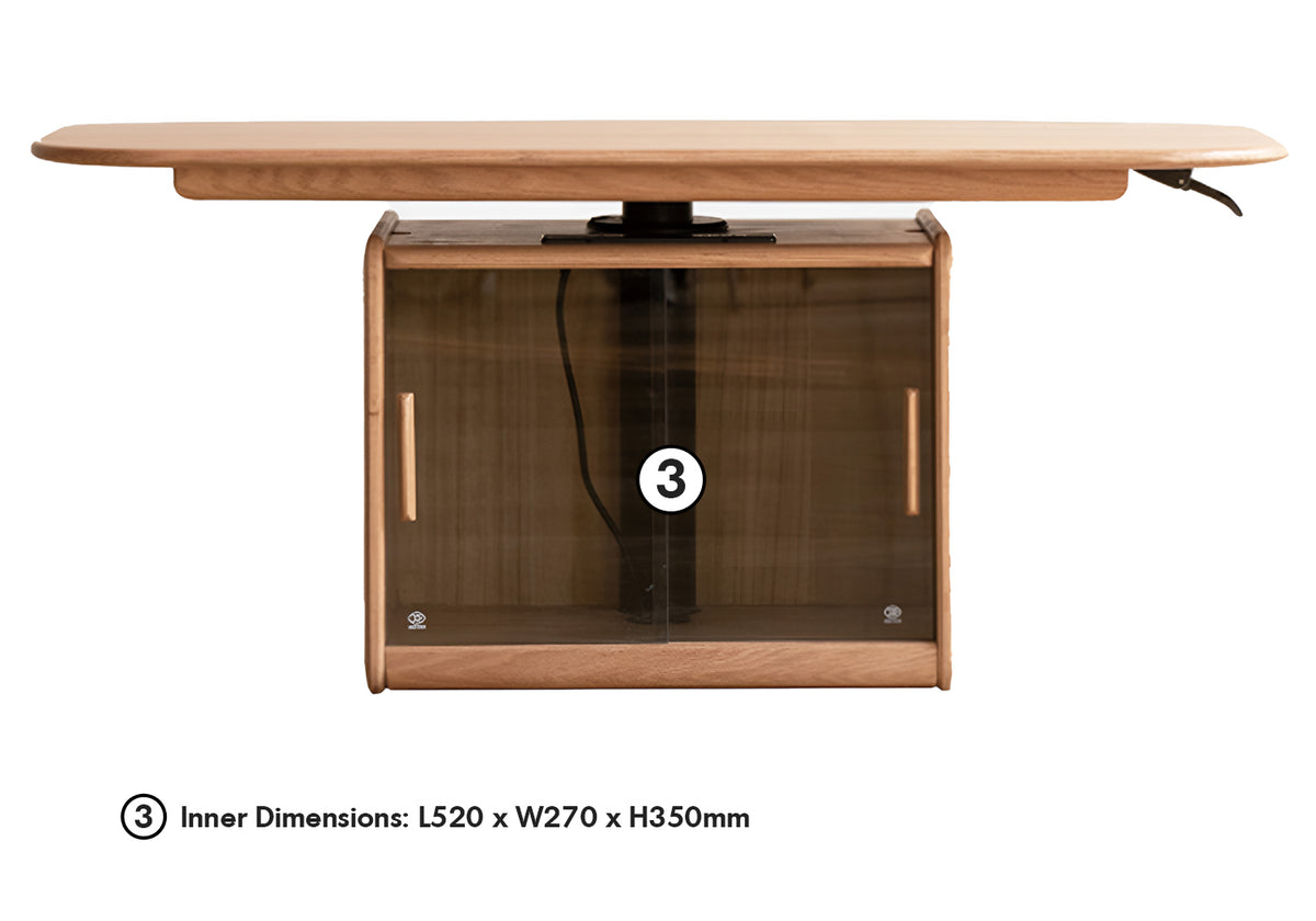 Scandinavian Oak Wood Tempered Glass Height Adjustable Coffee Table LIFT Size Chart_2