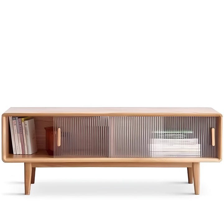 Scandinavian oak wood moru glass tv console vista detail 8.