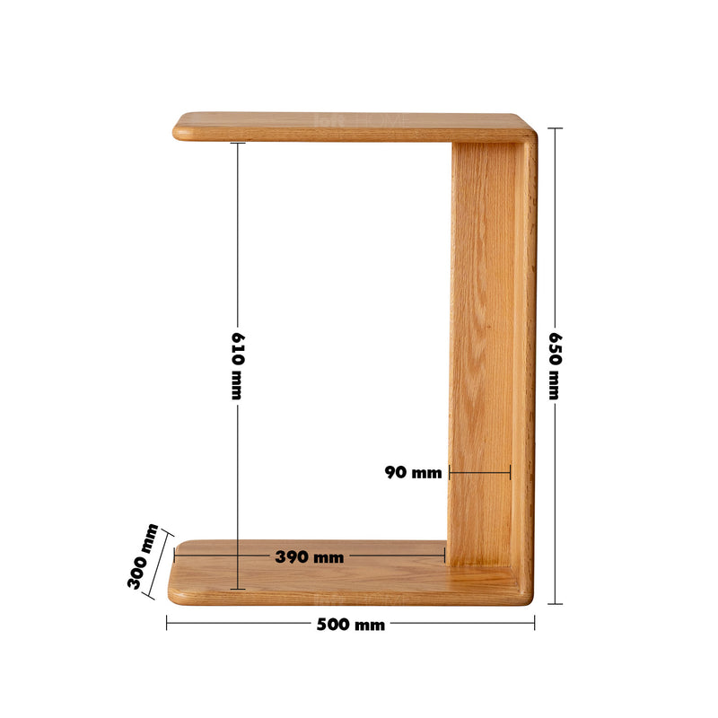Scandinavian oak wood multi functional side table cshape size charts.