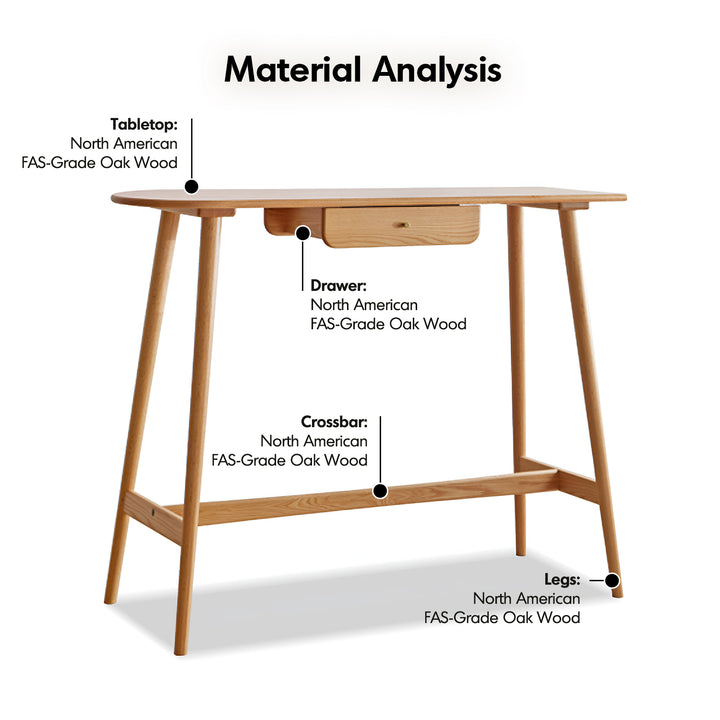 Scandinavian oak wood oval bar table arc detail 5.