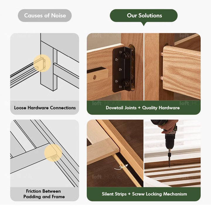 Scandinavian oak wood platform bed etude conceptual design.