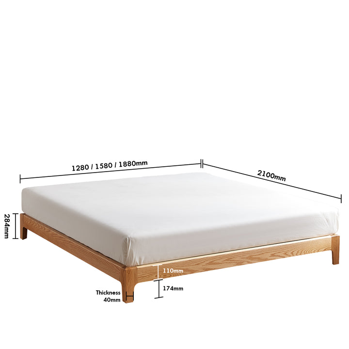 Scandinavian Oak Wood Platform Bed ETUDE