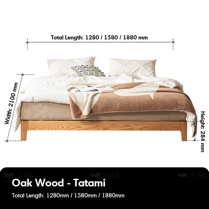 Scandinavian Oak Wood Platform Bed ETUDE