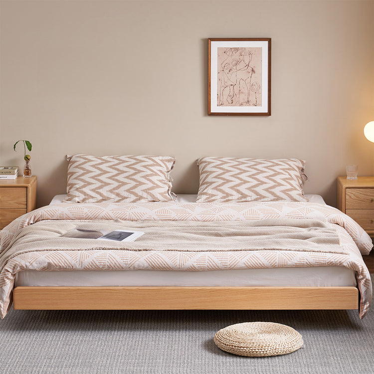 Scandinavian Oak Wood Platform Floating Bed NORA Good to Know Preview-1