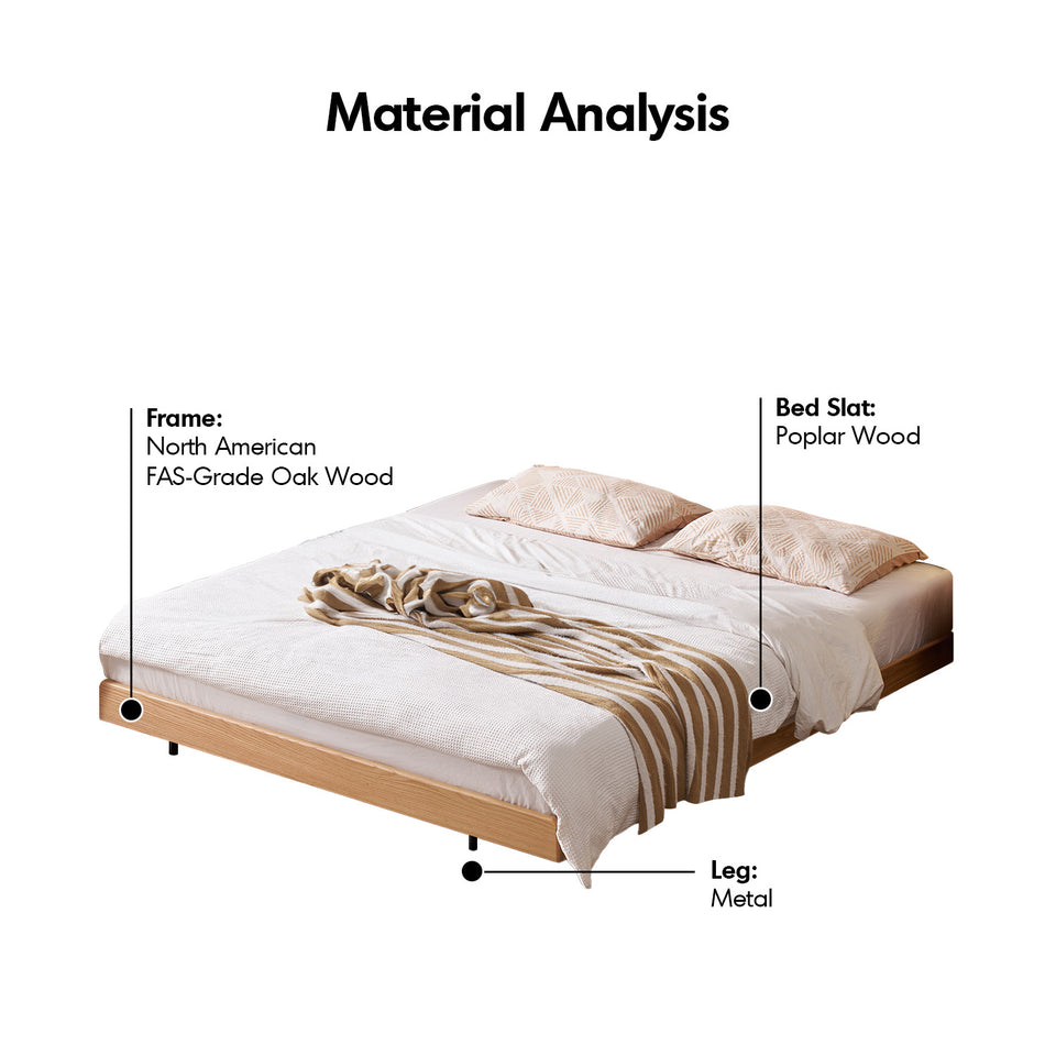 Scandinavian oak wood platform floating bed nora detail 4.