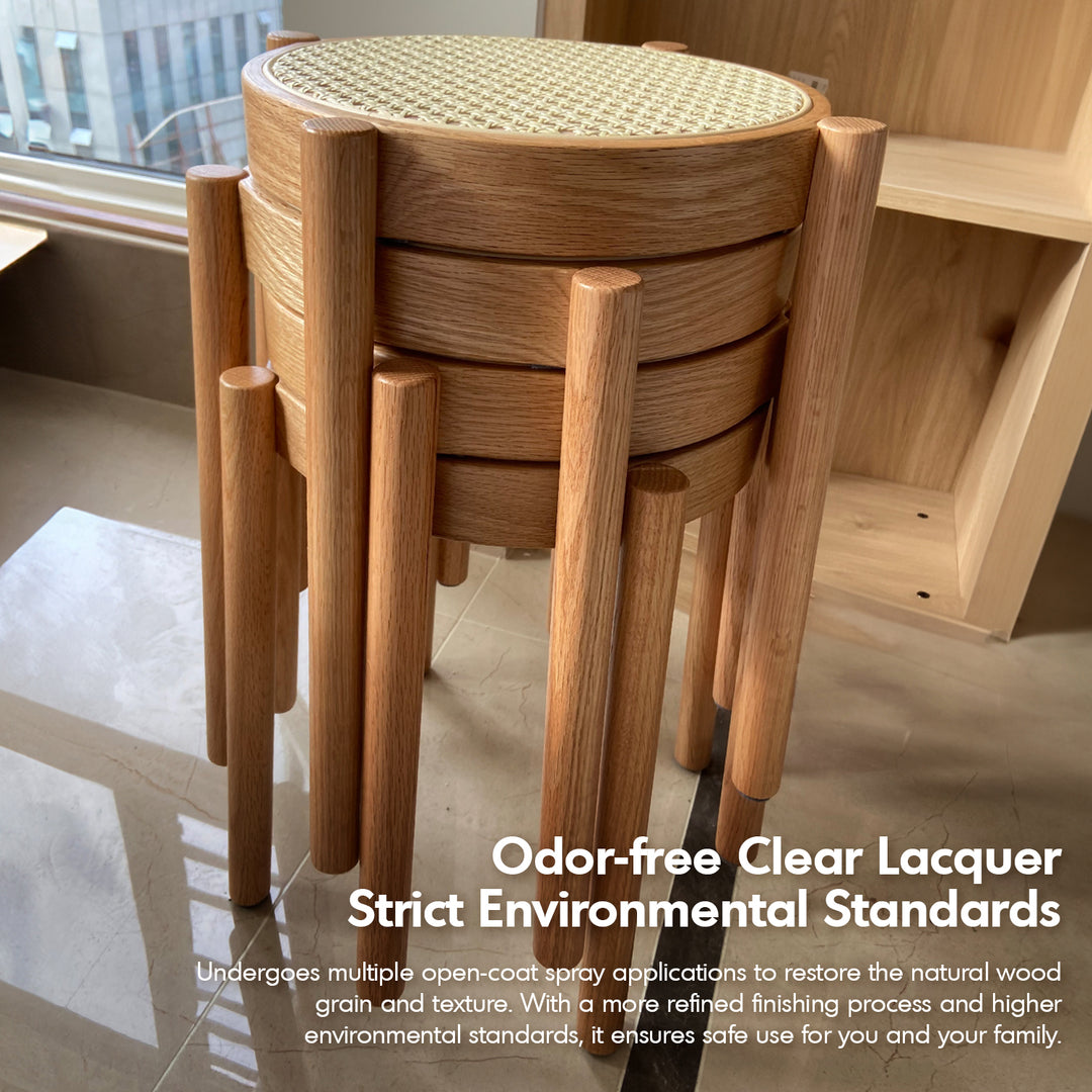 Scandinavian oak wood rattan dining stool tova detail 1.