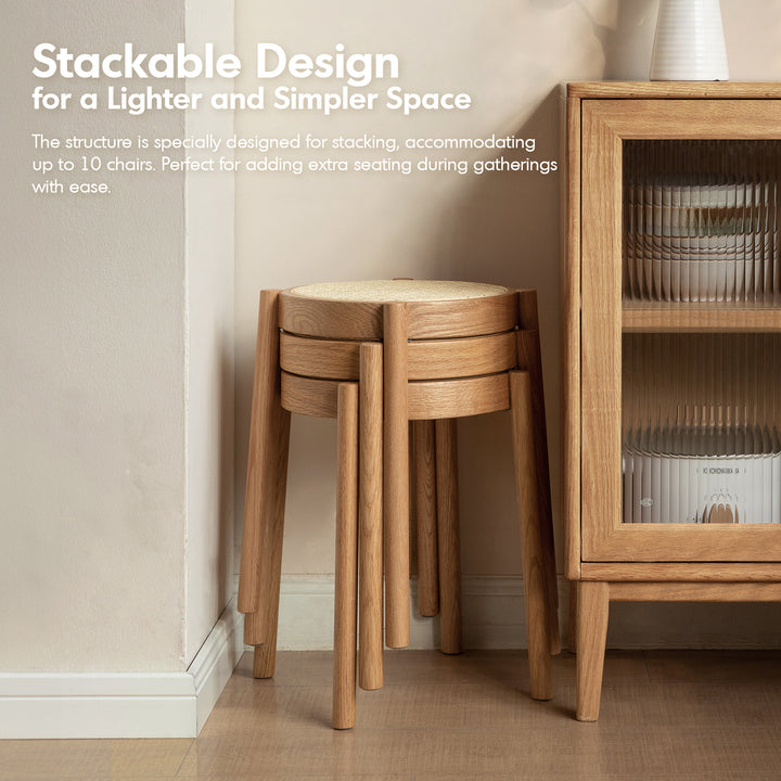 Scandinavian oak wood rattan dining stool tova in real life style.