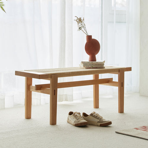 Scandinavian Oak Wood Woven Rope Dining Bench ORA Good to Know Preview-1