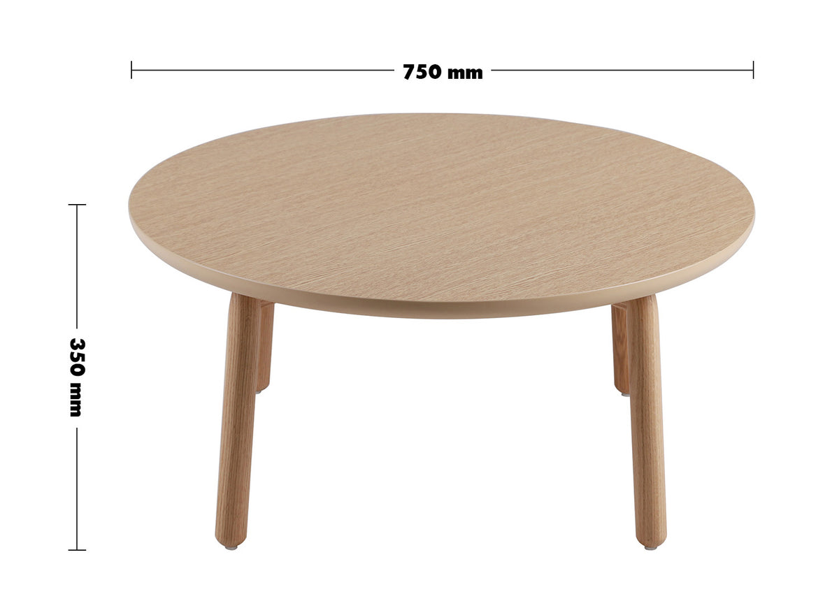 Scandinavian Oak Wood Round Coffee Table MAY Size Chart