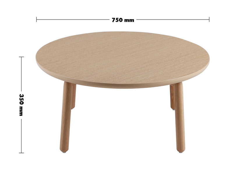 Scandinavian Oak Wood Round Coffee Table MAY Size Chart