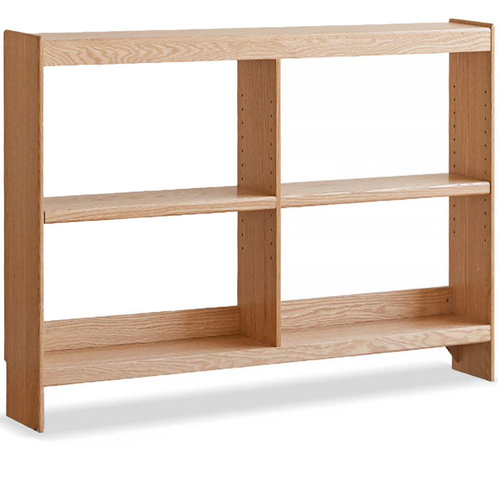 Scandinavian oak wood side shelf bookshelf niva in white background.